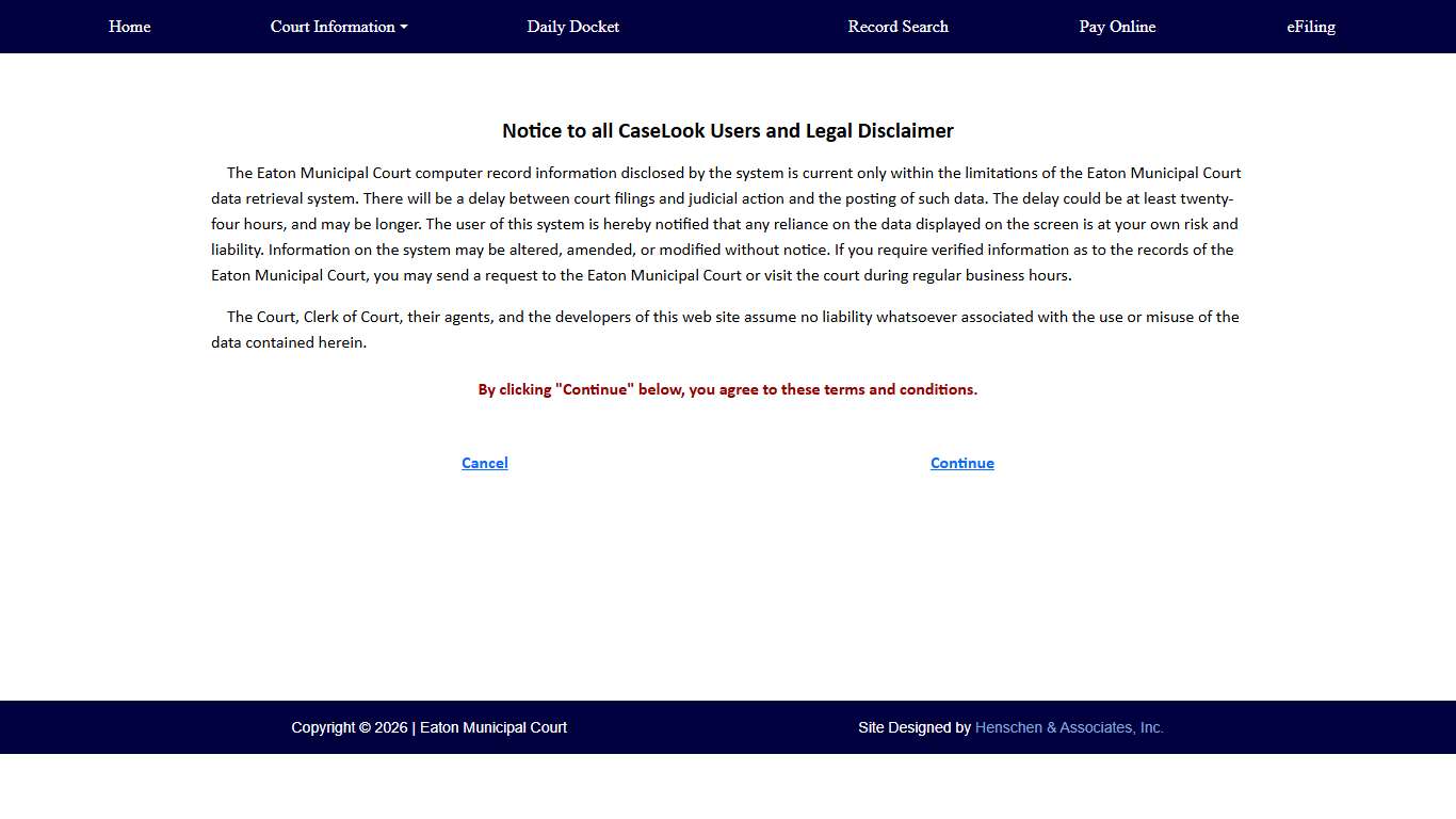 Eaton Municipal Court - Record Search